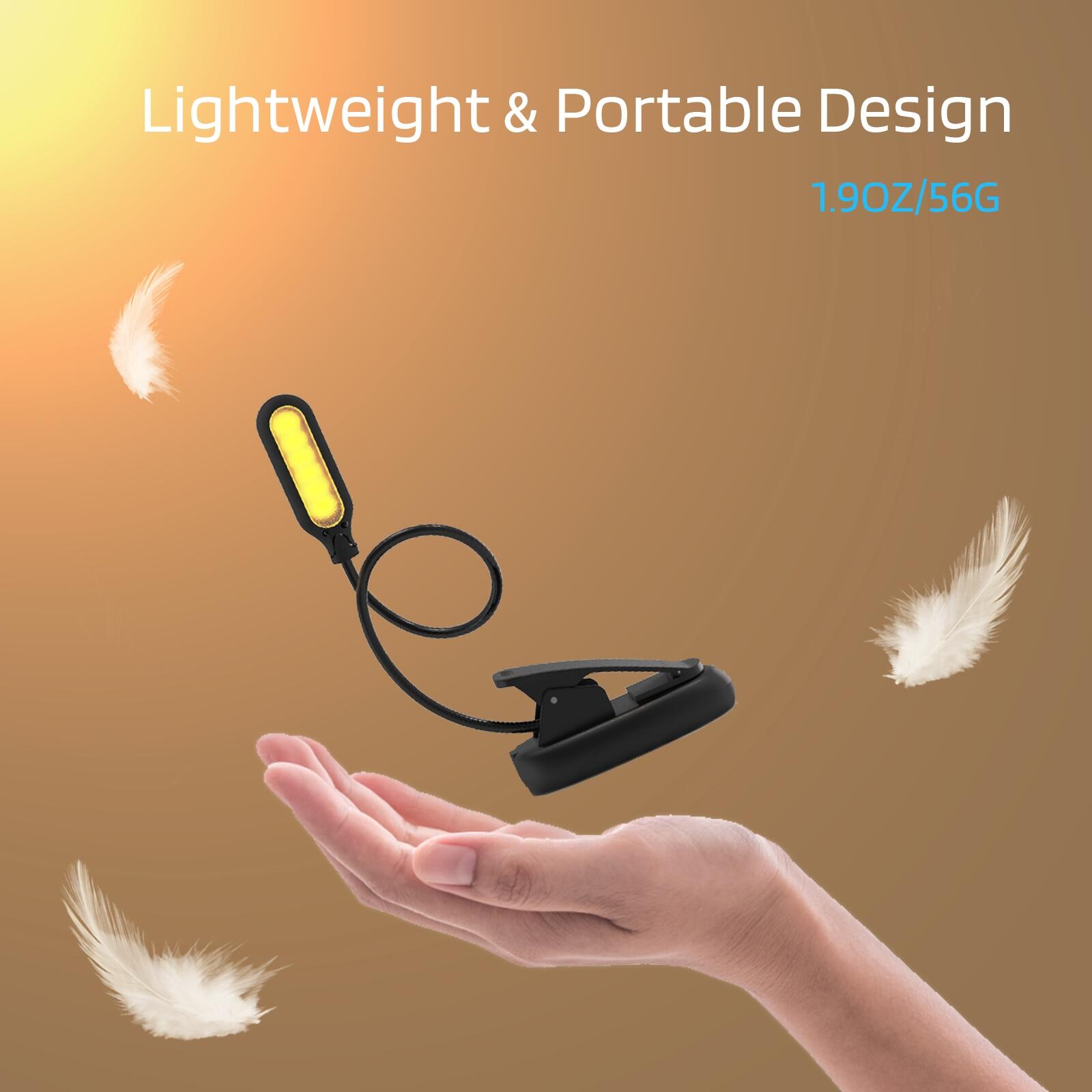AXX Amber Clip Book Light Reading Light for Bed LED Portable Small