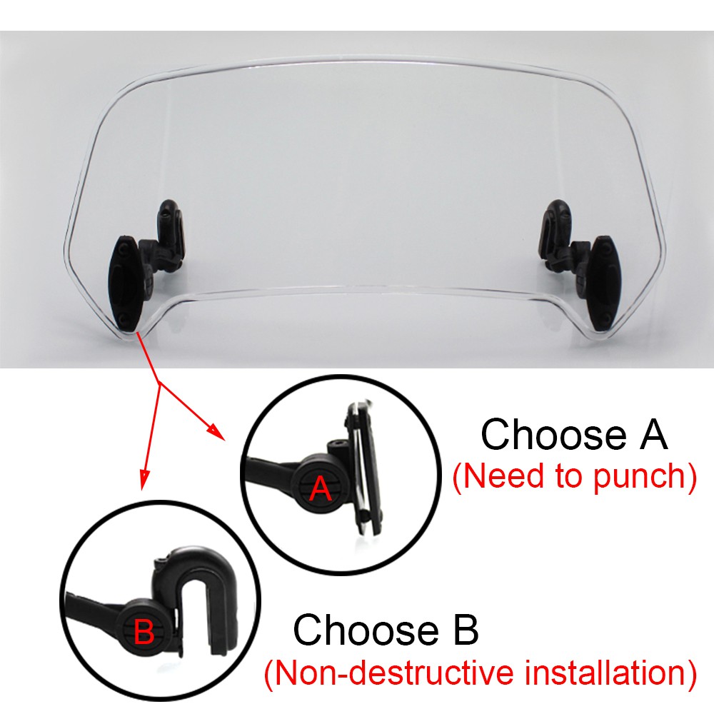 Motorcycle Universal Windshield Clamp-On Variable Windscreen Spoiler Extension