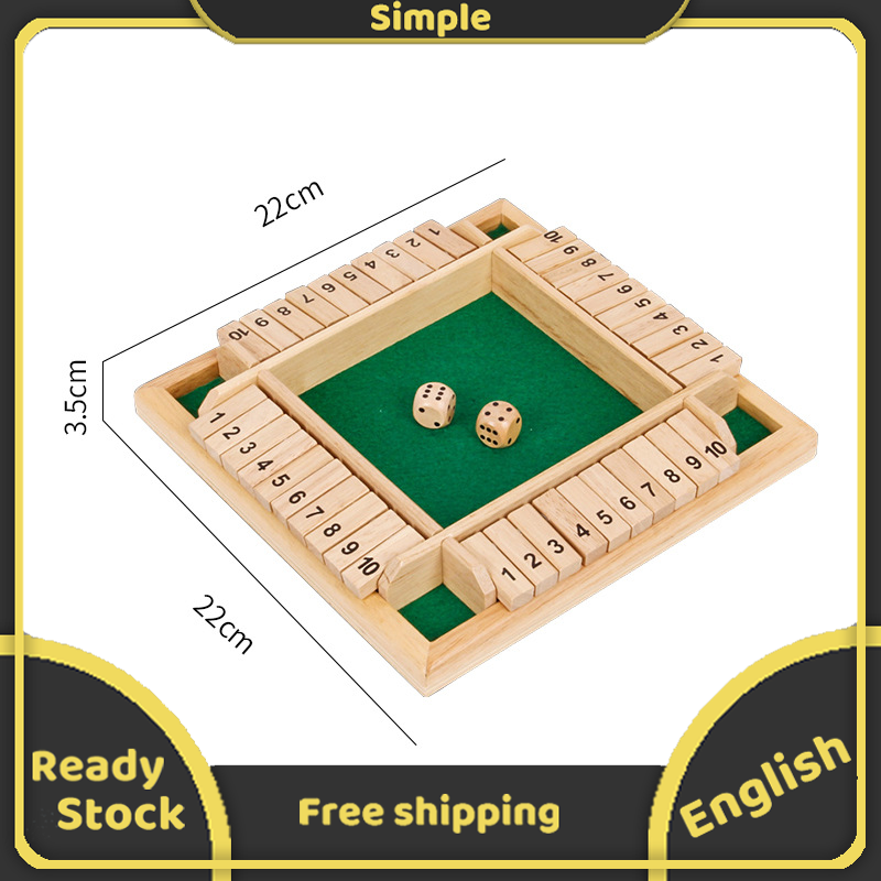 4-Way Shut The Box Dice For Drinking Party Board Game