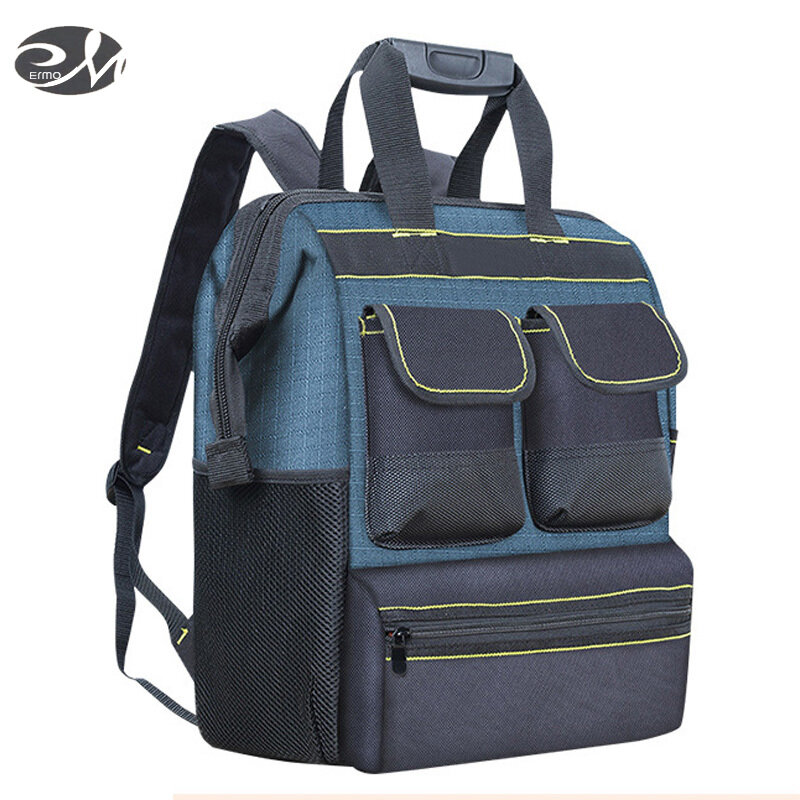 Shoulder tool backpack canvas electrician tool bag large capacity multifunctional maintenance backpack