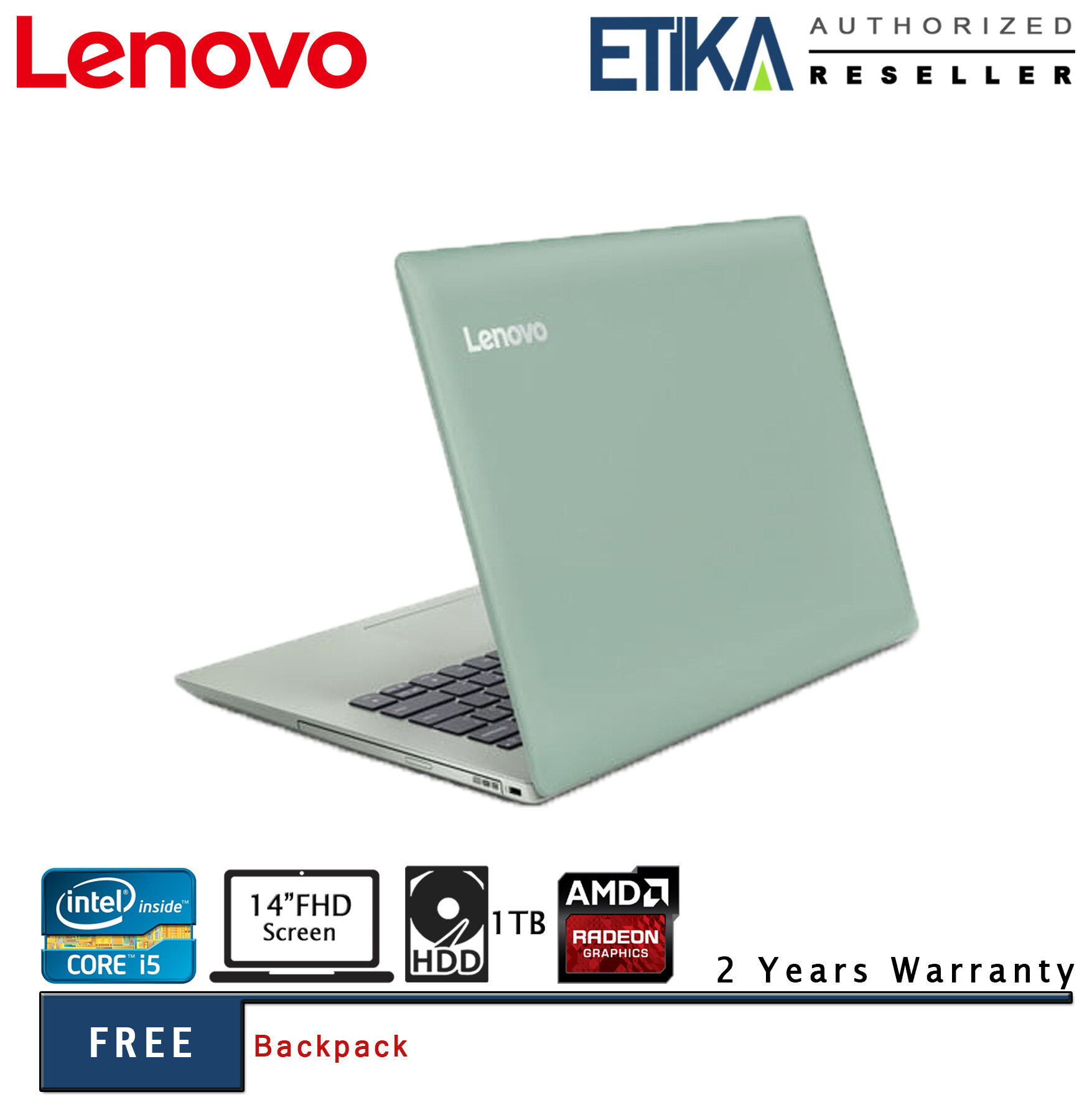 Lenovo 330-14IKBR 81G20034MJ Intel i5 14 FHD Laptop (Mint Green) - Free Backpack Malaysia