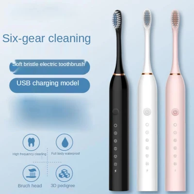 Waterproof Sonic Electric Toothbrush Adult Timer Brush 6 Mode Tooth Brushes Replacement Heads Set Couples Electric Toothbrush