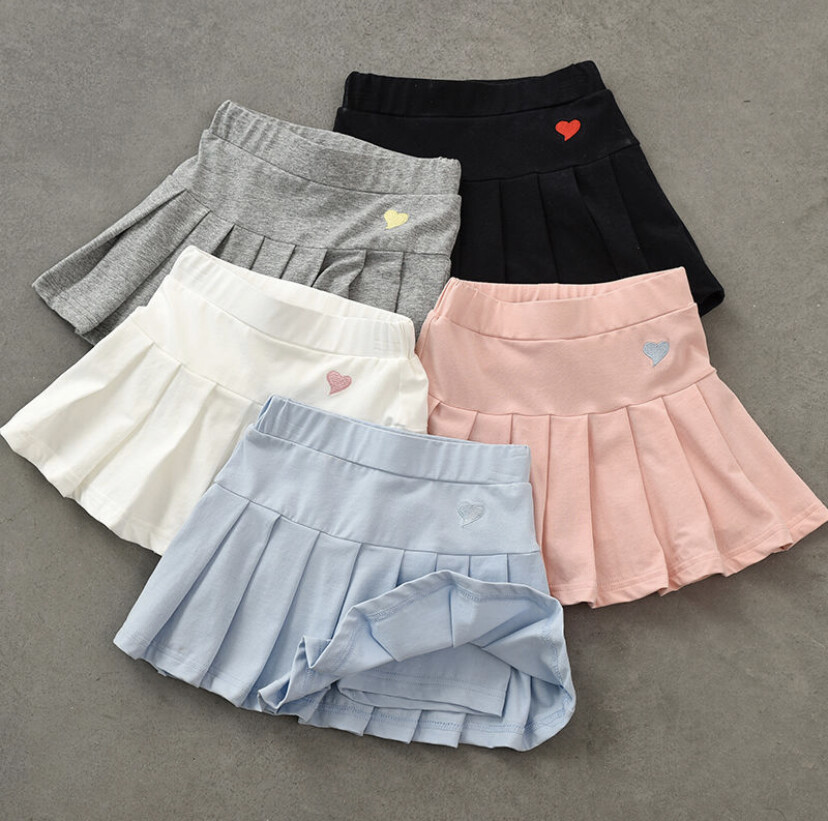 Pearl Piggy Girls Pleated Skirts, Children's Cotton Skirts, Short Skirts with Safety Pants, Thin Skirts, Kids Fashion
