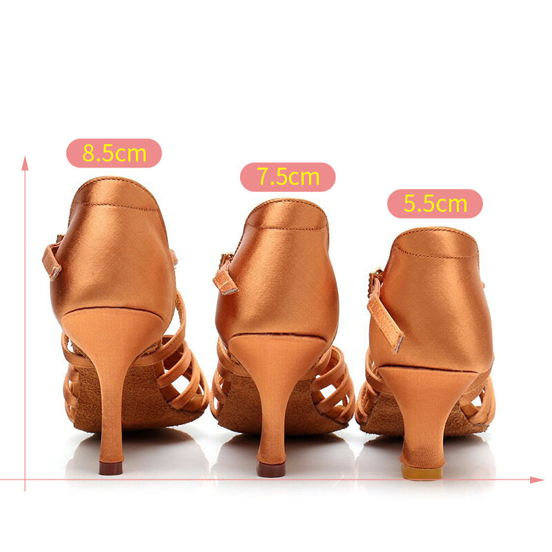 Phụ nữ người lớn khóa kim cương lụa satin giày khiêu vũ latin giày khiêu vũ chuyên nghiệp cao gót đế mềm giày khiêu vũ tiêu chuẩn quốc gia