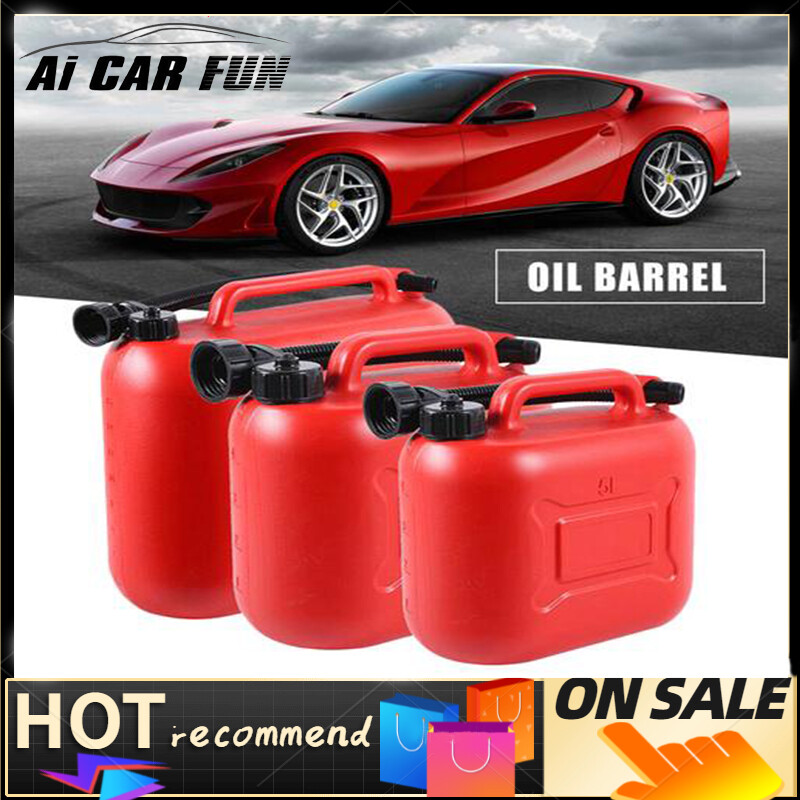Ai CAR FUN 1 pcs Portable 5L 10L 20L Red Cans Gas Fuel Tank with Scale Thickened Anti-static Spare Plastic Petrol Tanks Gasoline Oil Container