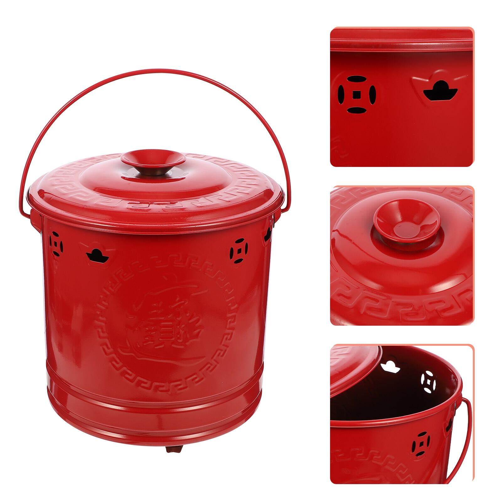 Fire Incineratorburn Pit Burning Bucket Garden Paper Money Bowl Can Metal Bin Fireplace Outdoor