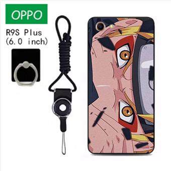 Untuk OPPO R9S Plus Case Telepon Lembut Silikon Pelindung Belakang Bergambar Casing Karet dengan Tali & Cincin 3in1 Q4 波妞