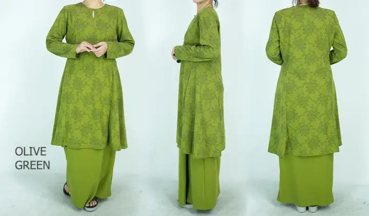 baju kurung olive green