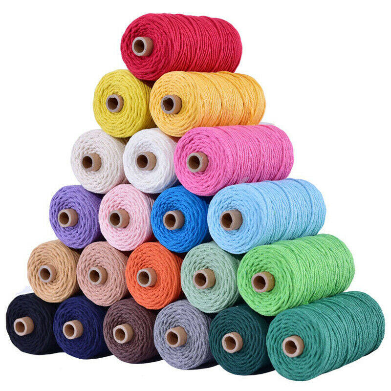 Pzcf Chỉ May 1 Cuộn Dây Màu Dệt Bện Thủ Công Dây Cotton 100M X 2Mm, Dây Macrame Tự Làm, Sợi Bông Màu