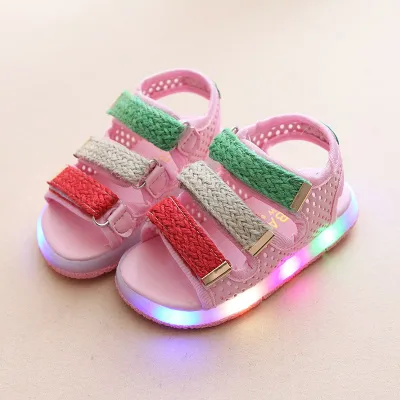 SumptuousBaby——1-4T New Led Kids Soft Breathable Sandals Children\'s Luminous Lighted Shoes Boy/Girls Colorful LED lights Children Shoes