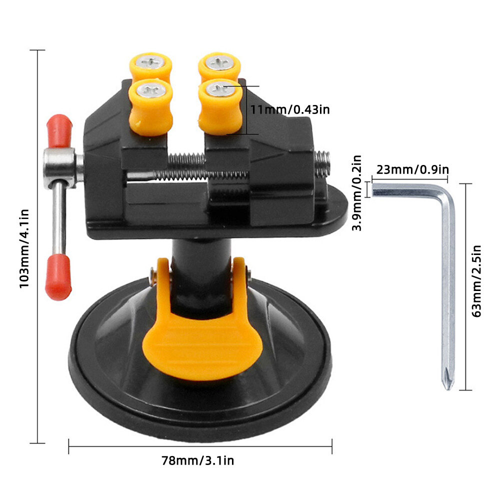 【Ready Stock】Original Aideepen Hand Tools Suction Cup Mini Vise Vise 360 Degree Rotatable Small Vises Mini Walnut Clamping Tools Universal Suction Cup Vise