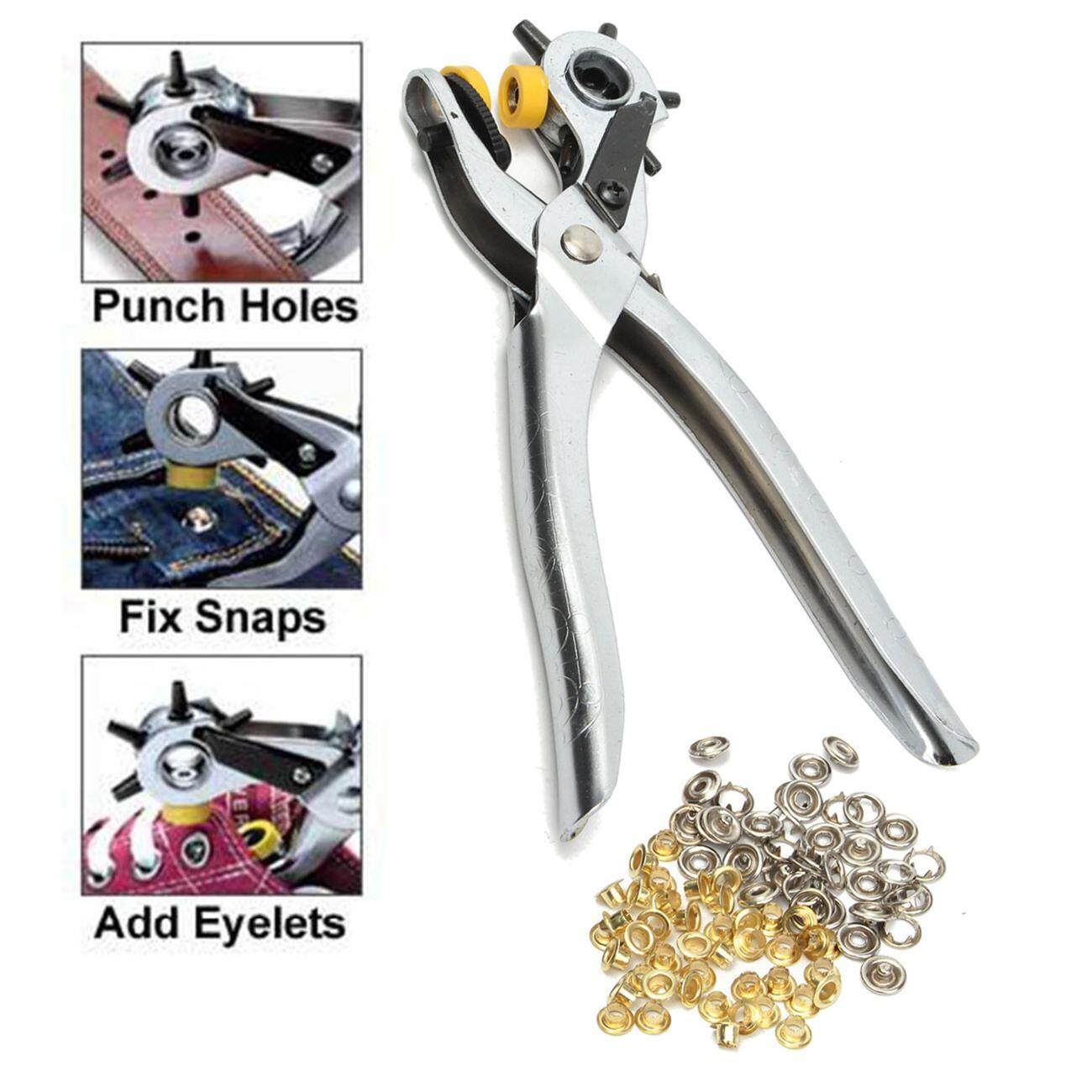 Kulit Lubang Punch Tugas Berat Revolving Punch Plier Alat Dengan 2 Tambahan Pukulan Piring Dan Penguasa Multi Ukuran Puncher Untuk Sabuk Kartu Kerajinan Karet By Gotobest.