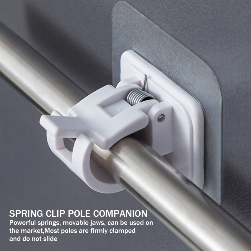 2 Móc treo thanh rèm điều chỉnh được không cần đóng đinh dán tường cố định-INTL