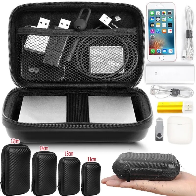 Eva Túi chống nước ổ lưu trữ di động Hộp túi có khoá kéo vuông Tai nghe container Tai nghe bluetooth phụ kiện kỹ thuật số lưu trữ hộp lưu trữ cáp dữ liệu hộp
