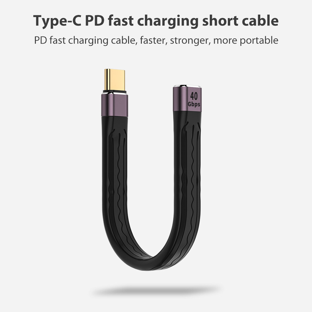 USB C Cable USB 4.0 Gen3 Type C Male/Female to Type C Male Fast Charger Sync Data Cable 40Gpbs High-Speed Transmission 5A PD 100W Flexible Cord for USB-C Phone/Tablet
