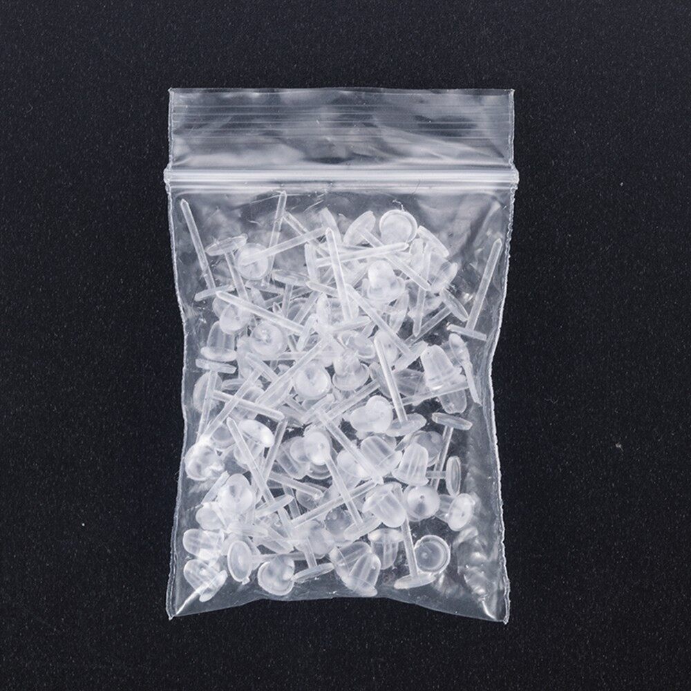 【Ready Stock】50pcs/25 Pair Anti Allergy Transparent Plastic Blank Ear Studs