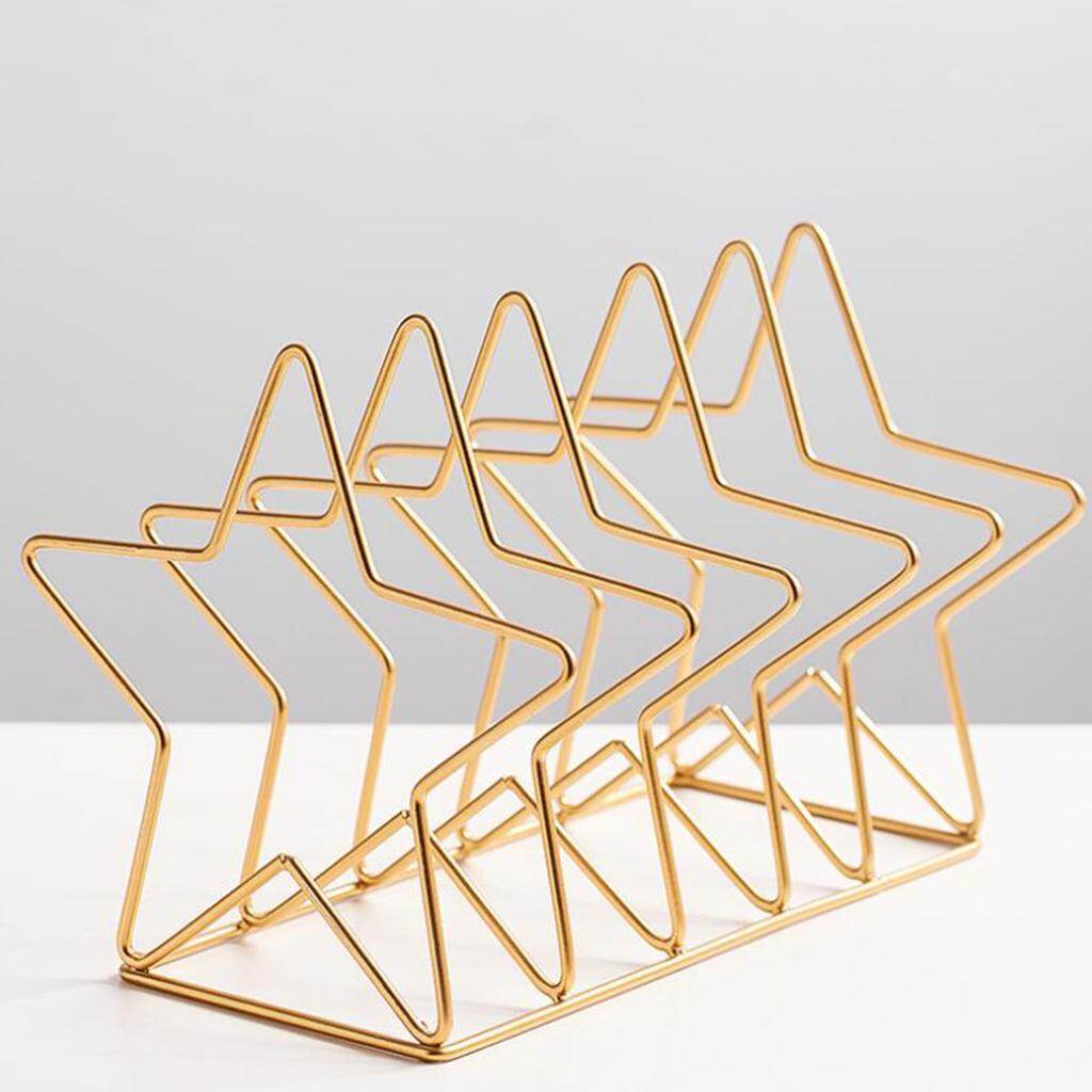 Blesiya Metal Five-Pointed Star Shape Desktop File Rack Magazine Organizer
