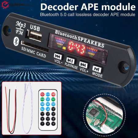 EfashionMall บลูทูธ 5.0 4 สีหน้าจอ USB/SD/MMC MP3 ถอดรหัสโมดูลบลูทูธ MP3 ถอดรหัส MP3 ถอดรหัสวิทยุ FM ไมโครโฟนเสียงโมดูลเสียงชุดสัญญาณไฟ LED เครื่องขยายเสียงลำโพง Home AUDIO 12 V