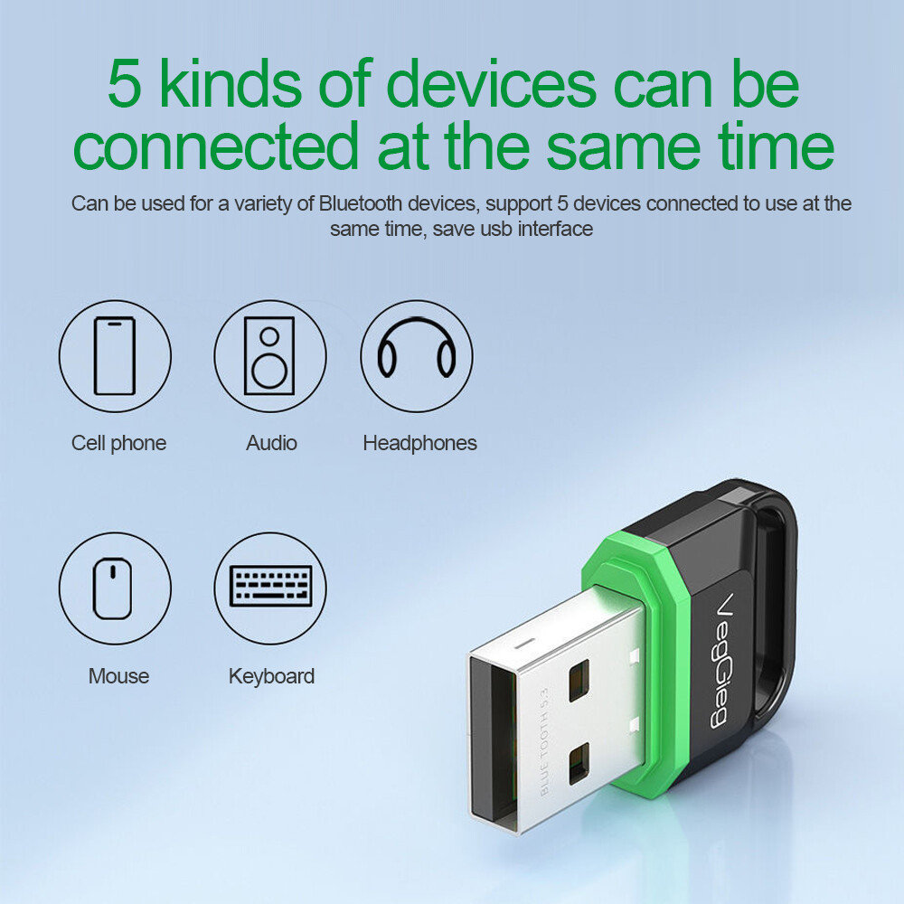 Kebidumei USB Bluetooth 5.3 Adapter BT 5.3 For Wireless Speaker Audio Mouse Bluetooth Dongle USB Adapter Bluetooth 5.0 Receiver Transmitter
