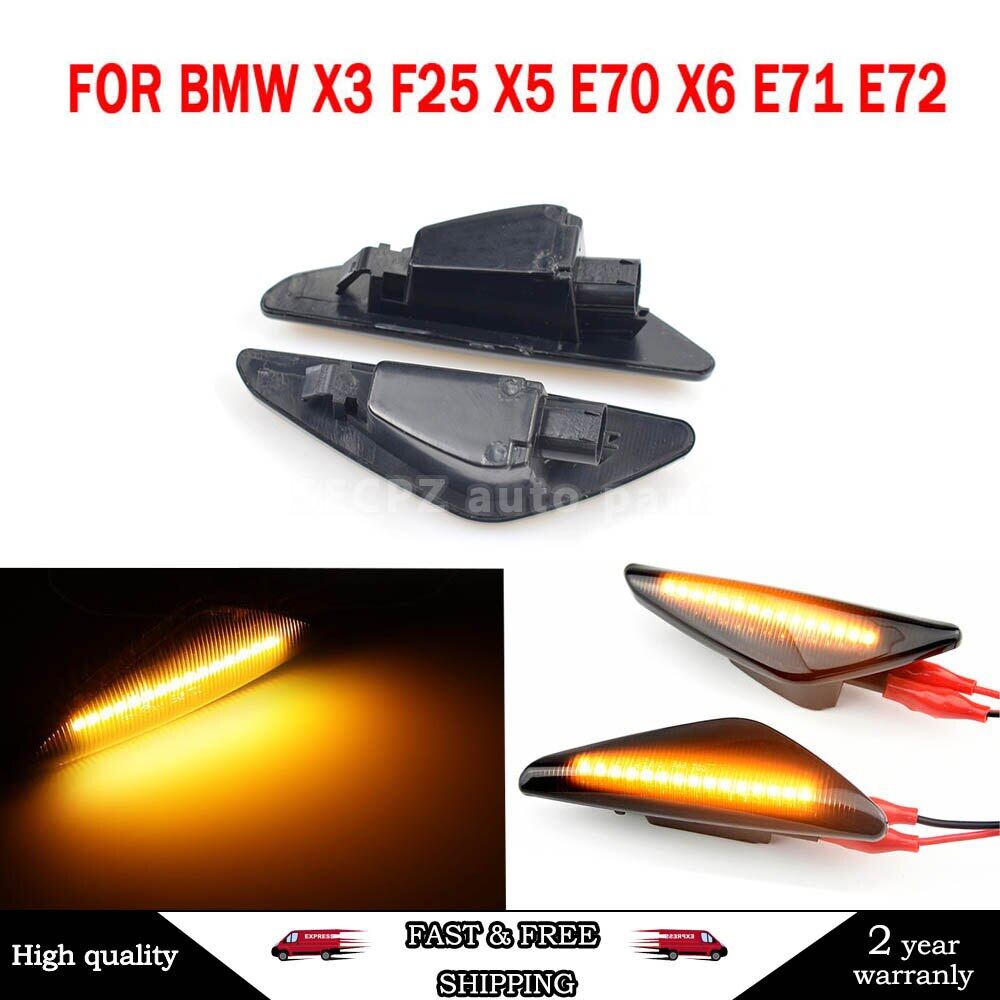 2Pcs Sequential Dynamic Flowing LED Side Marker Light Turn Signal Light Blinker For BMW E70 X5 F25 X3 E71 X6 2007-2013