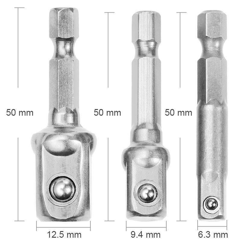 [Hàng Có Sẵn] KIPRUN 3 Cái Mũi Khoan Tua Vít Ổ Đĩa 1/4 3/8 1/2 Chuôi Lục Giác Bộ Chuyển Đổi Cờ Lê Ổ Cắm Điện