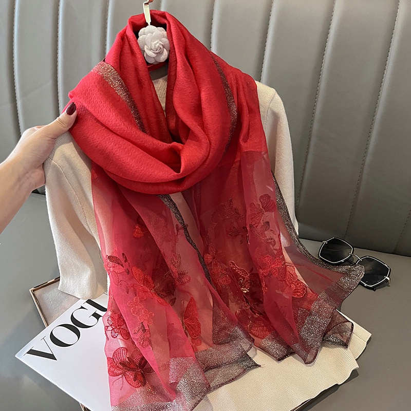 LADY&YIMEI Khăn choàng nữ thêu Khăn Quàng Cổ Lụa mới 2023