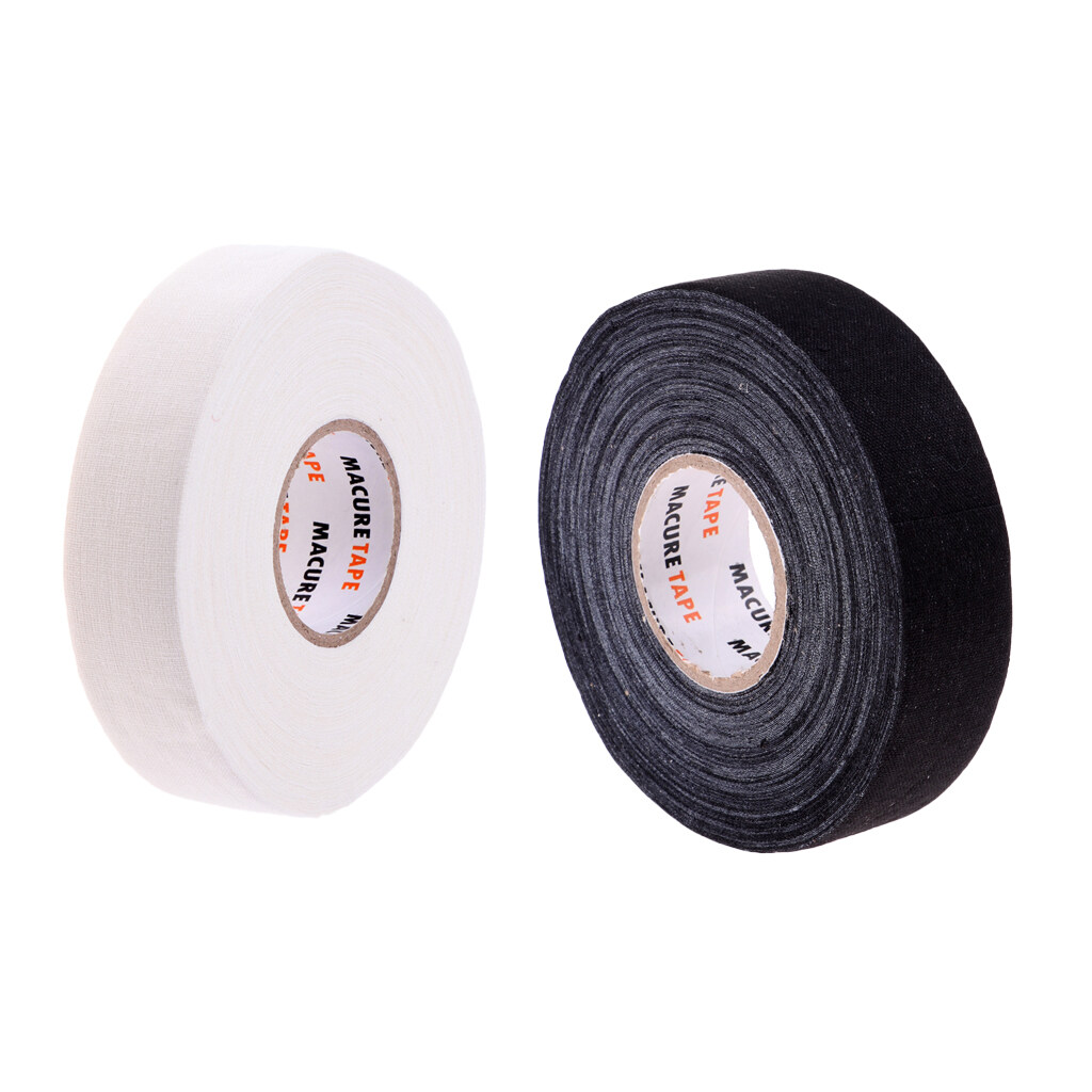 DYNWAVE 2ม้วนผ้าสีดำไม้ฮอกกี้เทปพันที่มีกาวเหนียว,1 ''X 25 Yds-สีดำและสีขาว