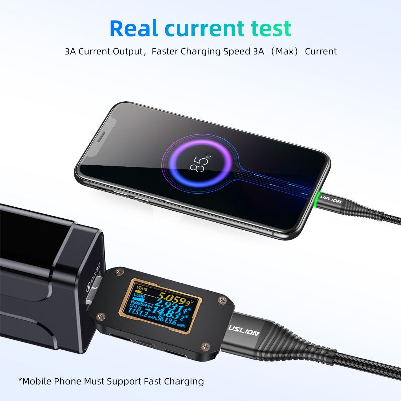 Mới Loại-C cáp với ánh sáng màu xanh lá cây cho TypeC Android 3.0A sạc nhanh cáp dữ liệu điện thoại di động