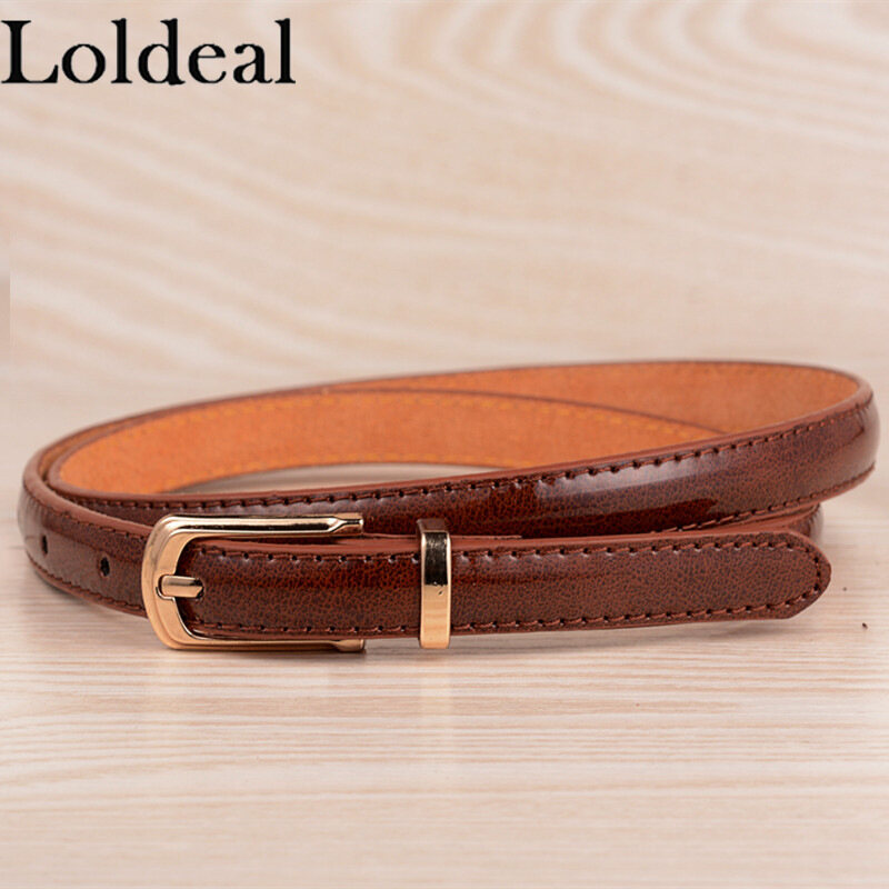 Loldeal 100x1.3cm Fashion Girl Belt  Adult Paint PU Leather Belts for Women Dress  Female Pinceis  Artificial Leather Belt Thin Skinny Waist
