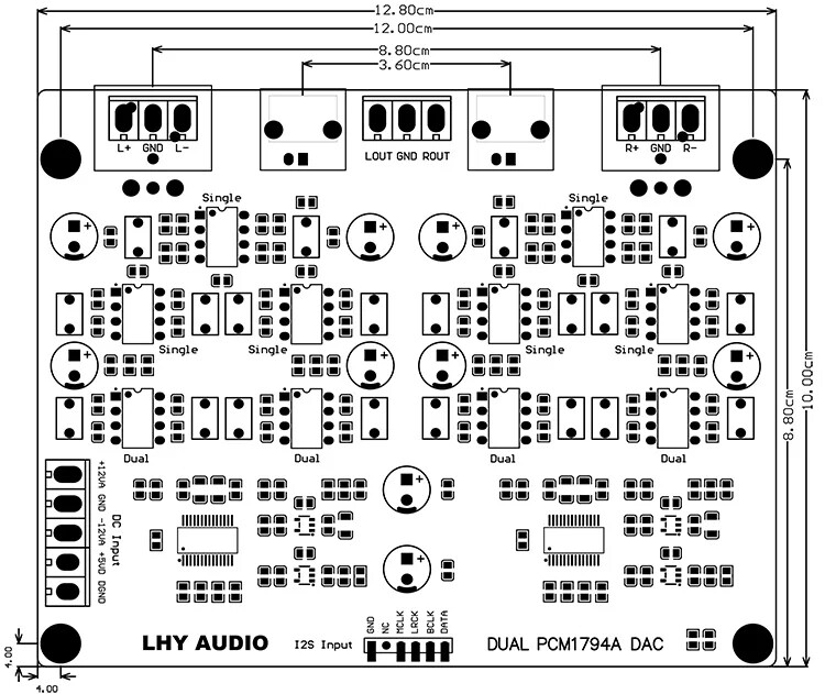 HIFI Dual PCM1794A DAC Audio 5532dd+5534dd Op AMP Decoder XLR RCA Output I2S input Board 24Bit 192K