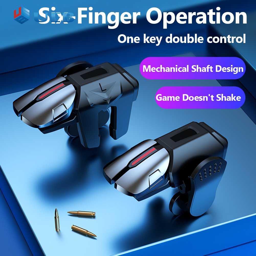 1 Pair 6 Finger Game Controller Gaming Aim Shooting Triggers Button for PUBG