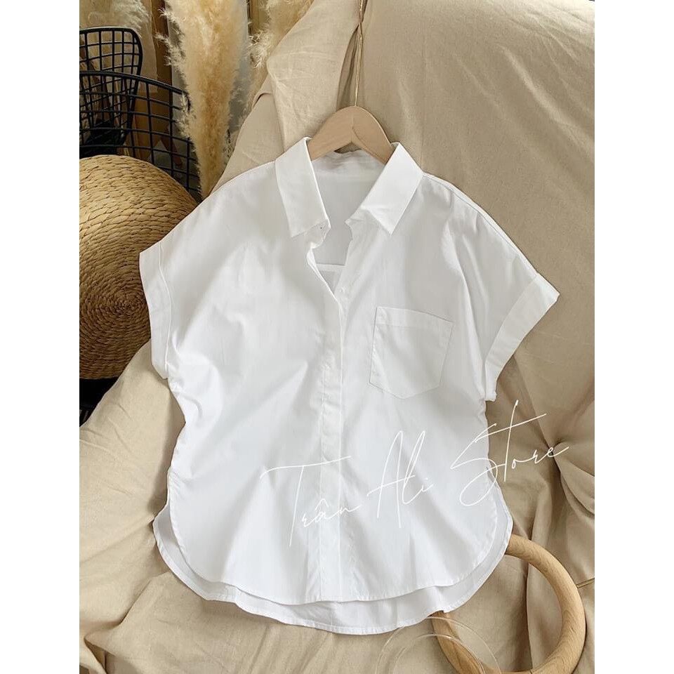 Áo sơ mi trơn cộc tay cánh dơi chất đẹp