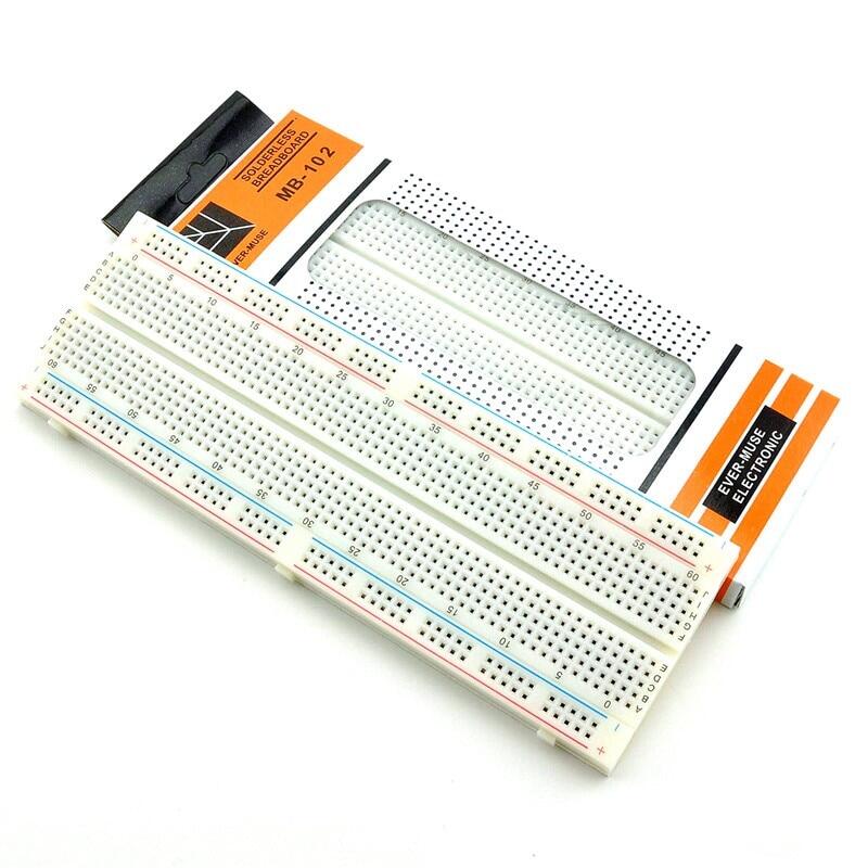 1 PCS MB102 Breadboard 830 Point Solderless DIY Electronic Bread Board MB-102 Prototype Breadboard Test Circuit Board for Arduino