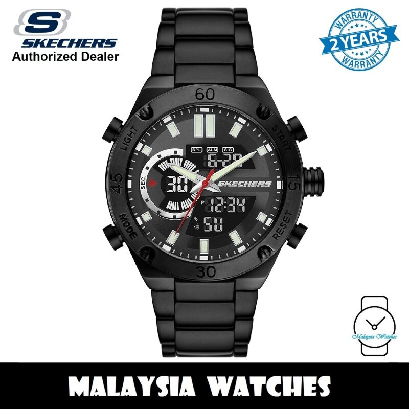 (OFFICIAL WARRANTY) Skechers SR5158 Mens Agnew Analog Digital Black Dial Black Alloy Strap Watch (2 Years Warranty) Malaysia