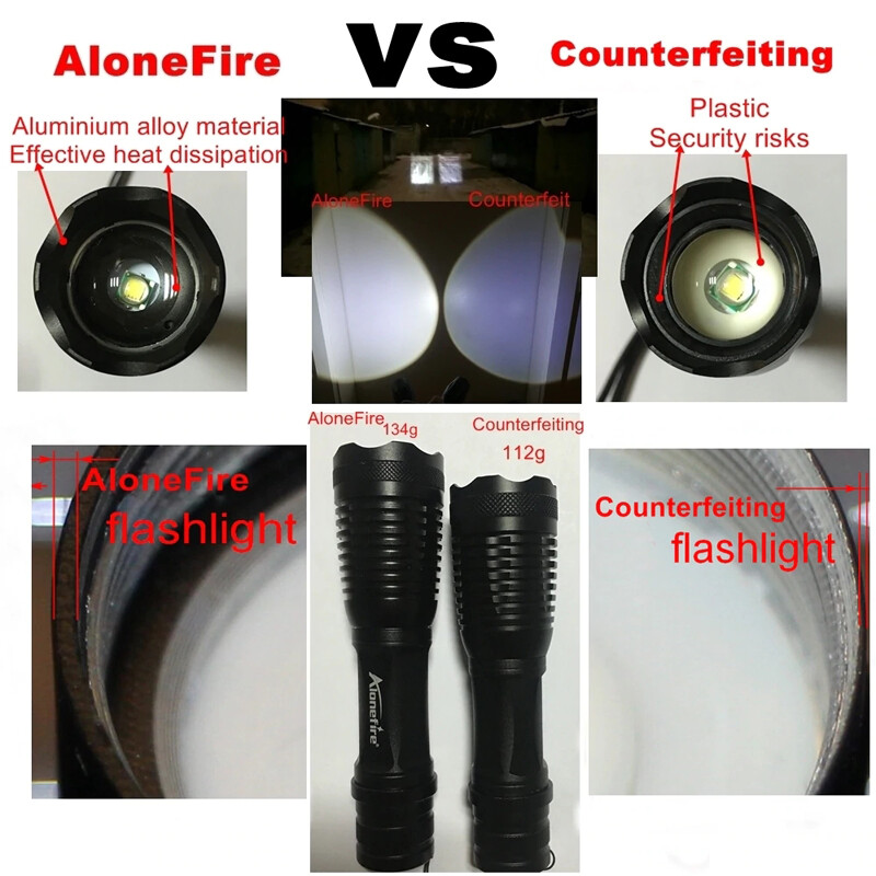 Alonefire Đèn Pin LED E007 Đèn Lồng XML T6 L2 Đèn Pin Thu Phóng Không Thấm Nước