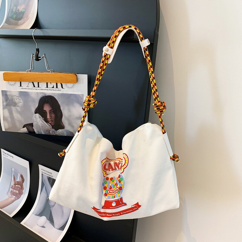 C&K Women's shoulder bag canvas bag fashion embroidery large capacity shoulder bag tote bag