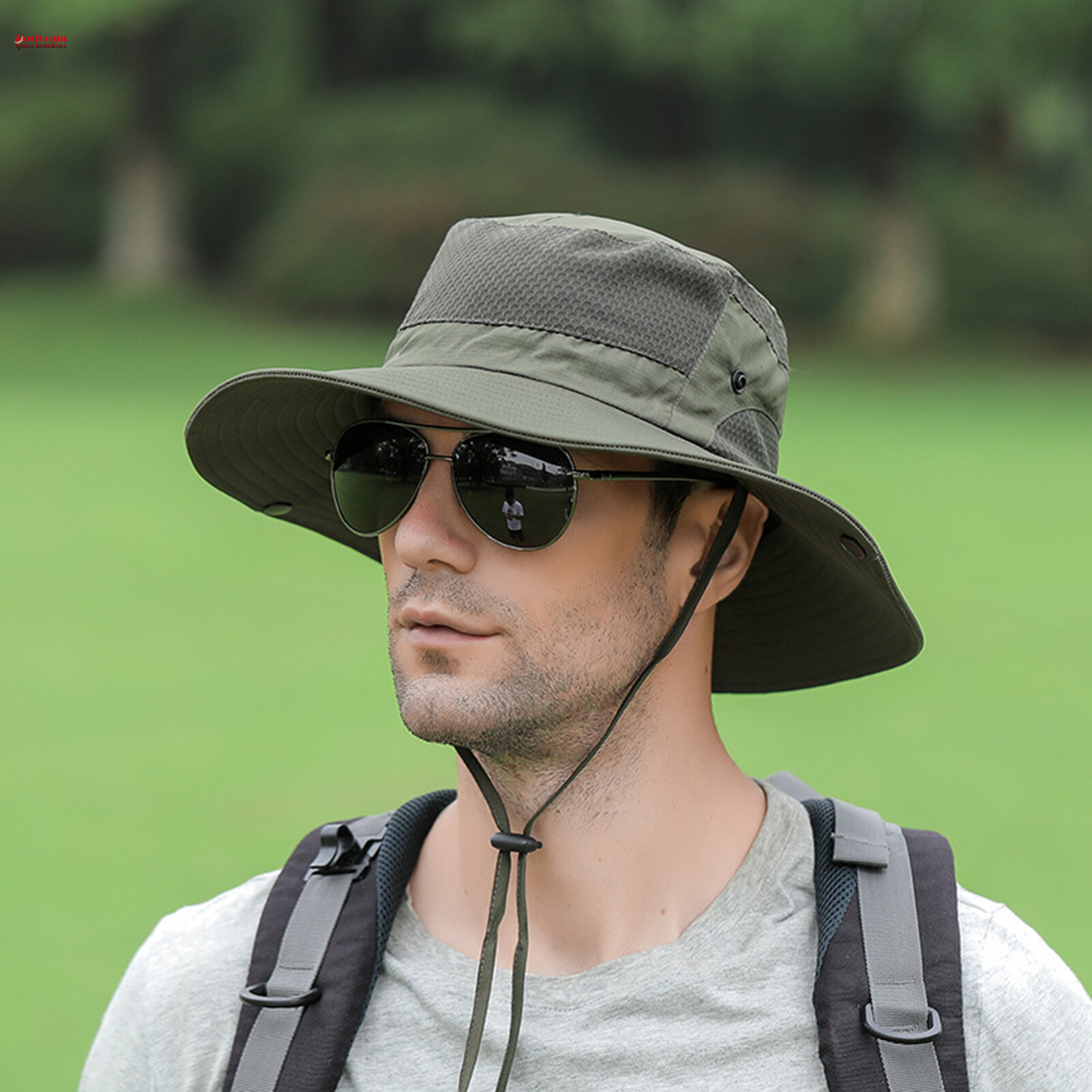 COD หมวกกันแดดปีกกว้าง Mens Bucket Hats หมวกตาข่ายเดิมหมวกตกปลาสำหรับตก