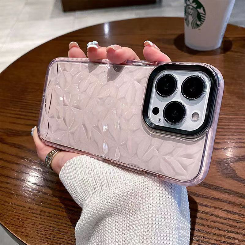 Simple White Pink Black Diamond Pattern Soft Case iPhone 14 14Pro 14Plus 14Promax 13 13pro 13promax 12 12pro 12promax 11 11pro 11promax 6 6S 6Plus 6SPlus 7 7Plus 8 8Plus X XS XR XSmax SE 2020 Phone Cover Casing