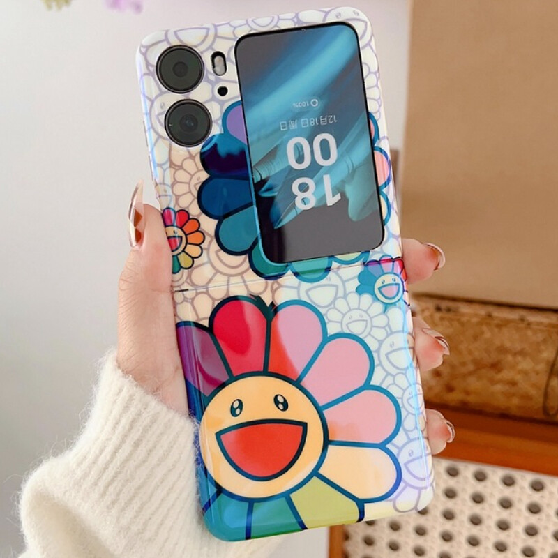 Cscr cute oil painting flower phone case for oppo find n2 flip cases back camera protect for find n2 flip lovely smile sunflower cover