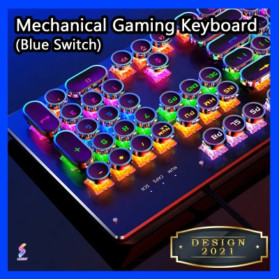 LRK2 ✅READY STOCK✅ REAL PRO GAMING MECHANICAL KEYBOARD GAMING KEYBOARD BLUE SWITCH COLOURFUL RAINBOW BACKLIGHT MULTI COLOUR USB WIRED MECHANICAL GAMING KEYBOARD MECHANICAL KEYBOARD for PC Desktop Laptop