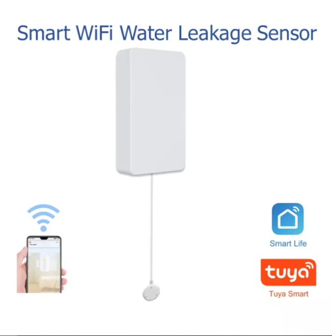 Smart Water Leak Flood Alarm Sensor Home Security System Works With Tuya Smart Life