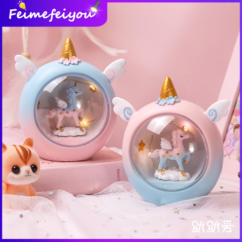 Feimefeiyou cartoon Unicorn LED night light Baby Nursery table Lamp for Kids Toys Birthday Gift