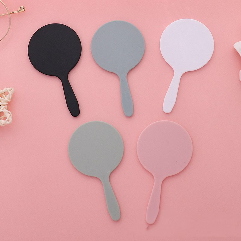 New Handheld Makeup Mirror Round Vanity Mirror with Handle Hand Mirror Cosmetic