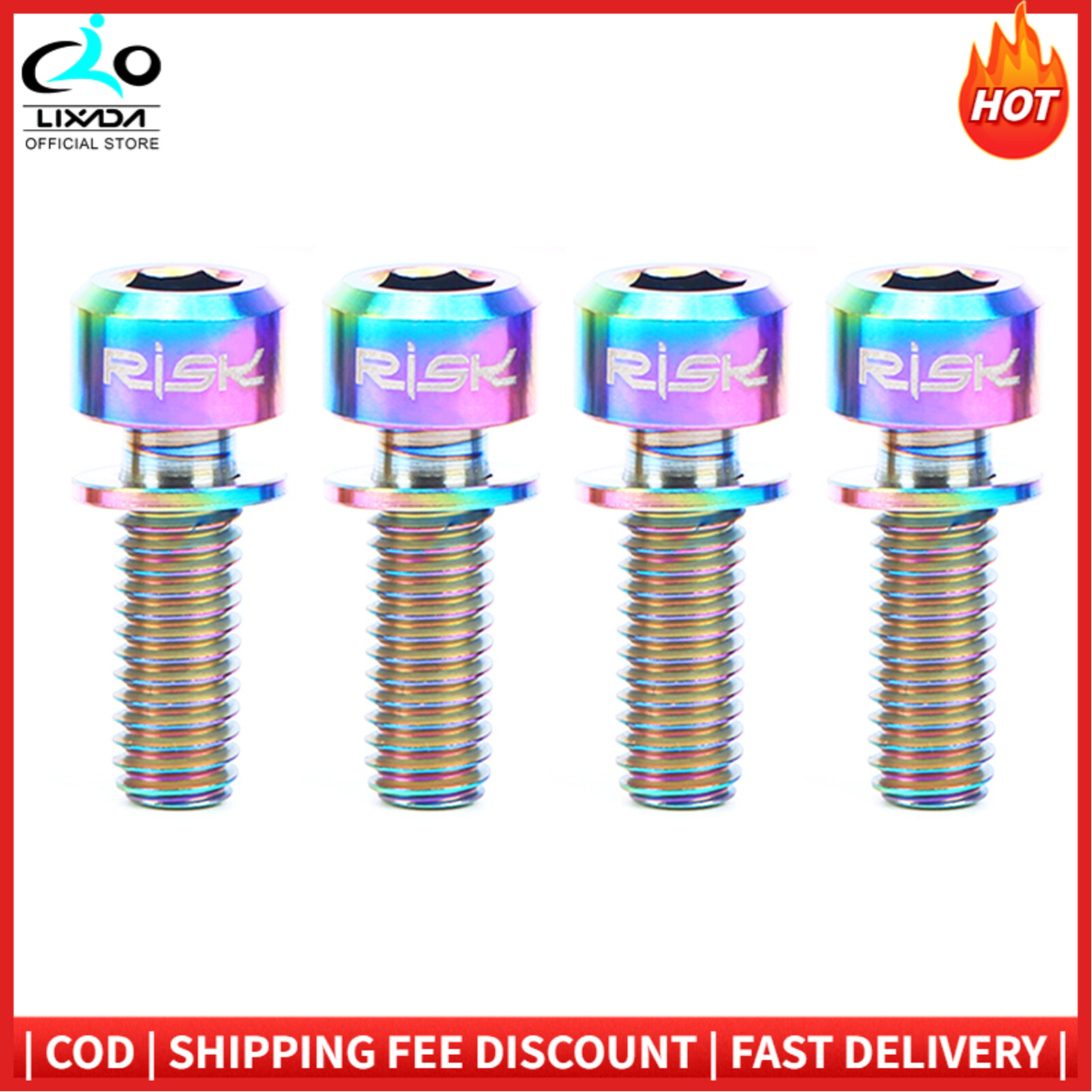 RISK 4PCS M6×20mm Titanium Ti Bolts Screws for MTB Disc Brake Caliper with Adaptor Spacer