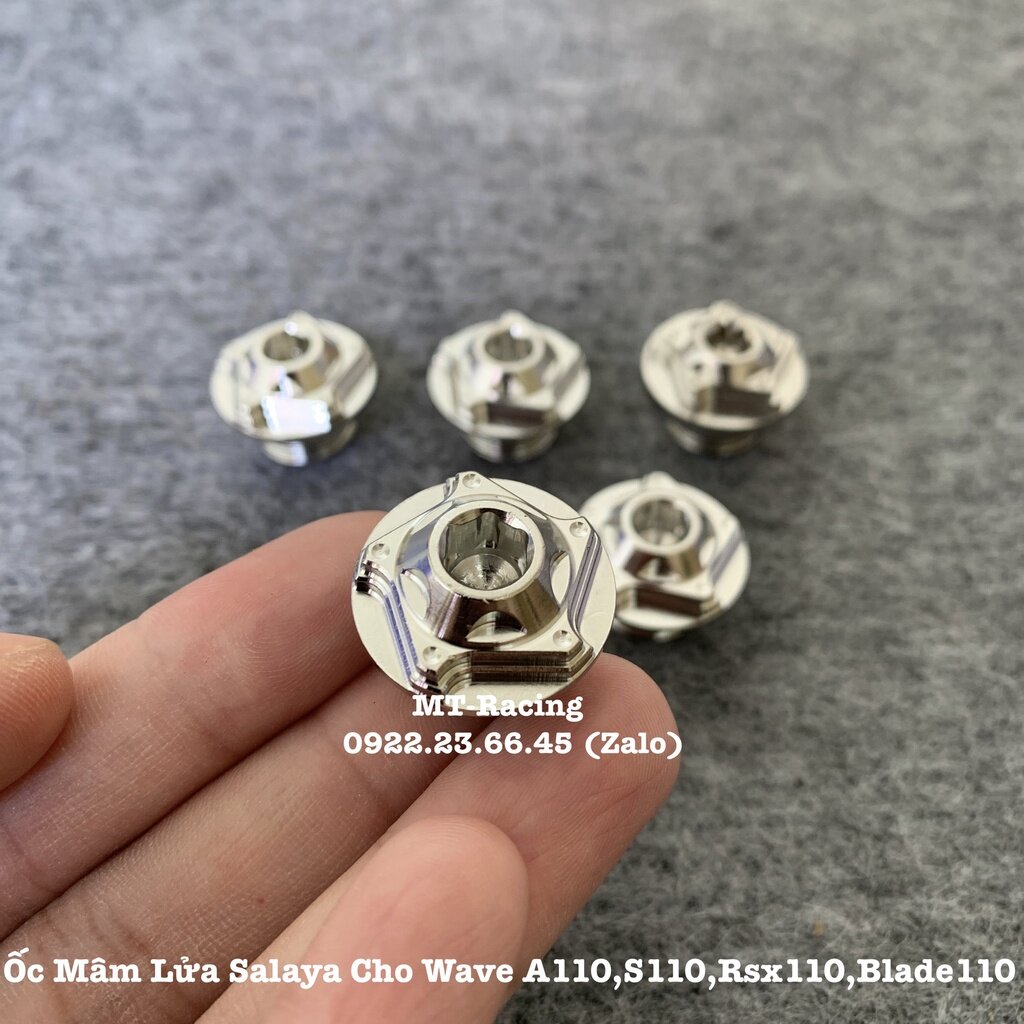 Ốc Mâm Lửa Salaya Cho Wave 110 (A110, Rsx110, S110, Blade110,..) Chuẩn Inox304 Siêu Sáng Siêu Nét