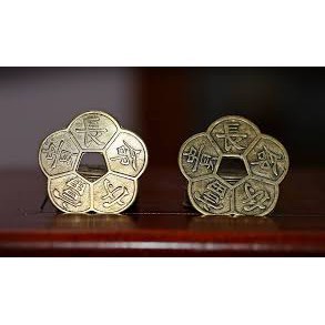 Combo 2 Đồng Tiền Hoa Mai Bằng Đồng Thau