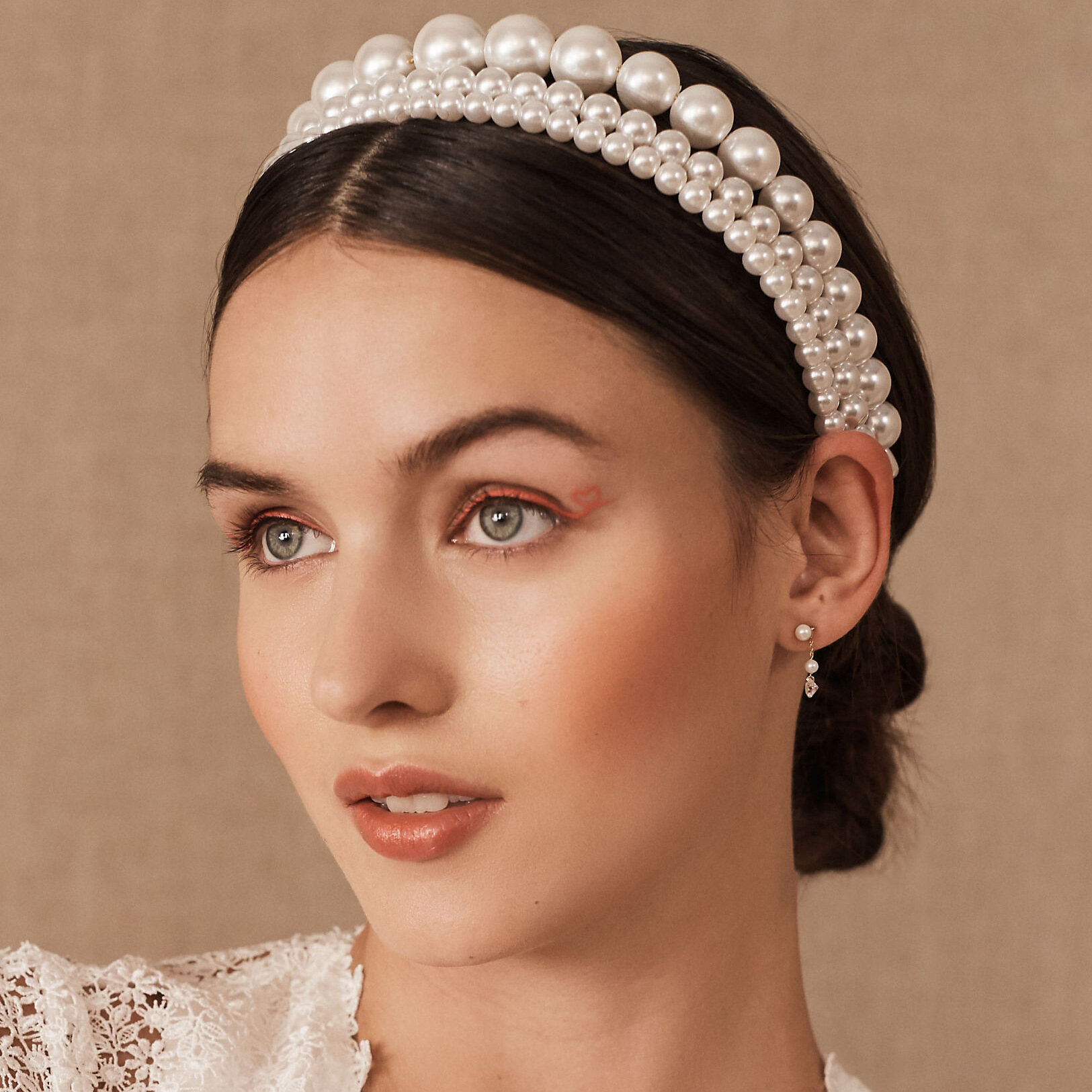 T-B European and American Cross-border Pearl Headband Hair Band Three-piece Set, Handmade Pearl Crown Wedding Hair Accessories, All-match Headband Women