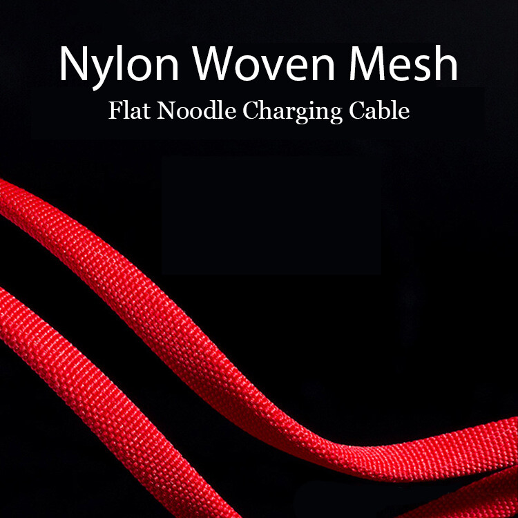CrashStar 【Flat Braided Cable 】 3A 1M USB Cord Charging Cable Fast Charger For Type-C / Micro Android / IOS iPhone Flat Noodles 5 Colors Cable