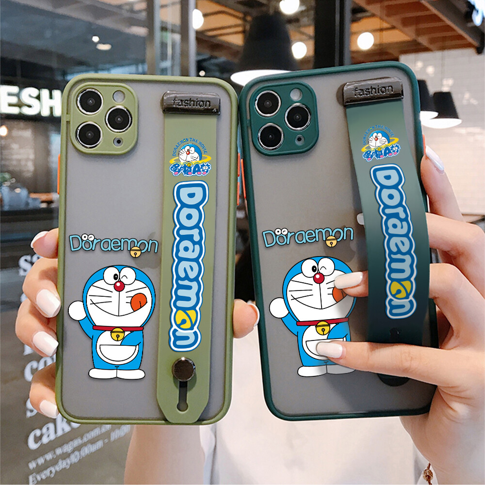 (With Wristband) Hontinga Casing Case For Xiaomi Redmi Note5 Note 5 Pro Case Shockproof Cartoon Doraemon Phone Case Soft Edge Full Lens Protection Camera Protector Back Cover Casing Hard Case For Boys For Grils