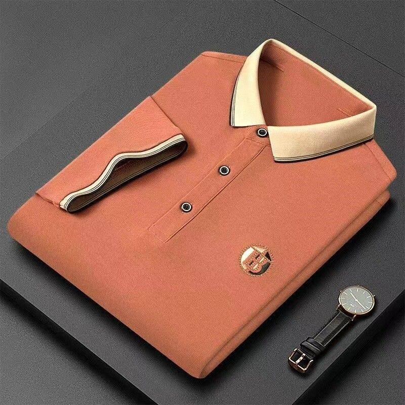SUEESULE Men's high-end T-shirt, business embroidery POLO shirt, lapel T-shirt, middle-aged men's polo shirt